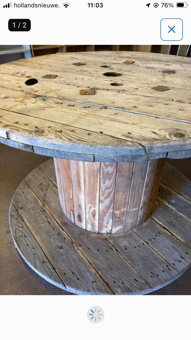 Houten haspel, leuk als tuintafel, Tuin en Terras, Ophalen, Gebruikt, Rond, Hout