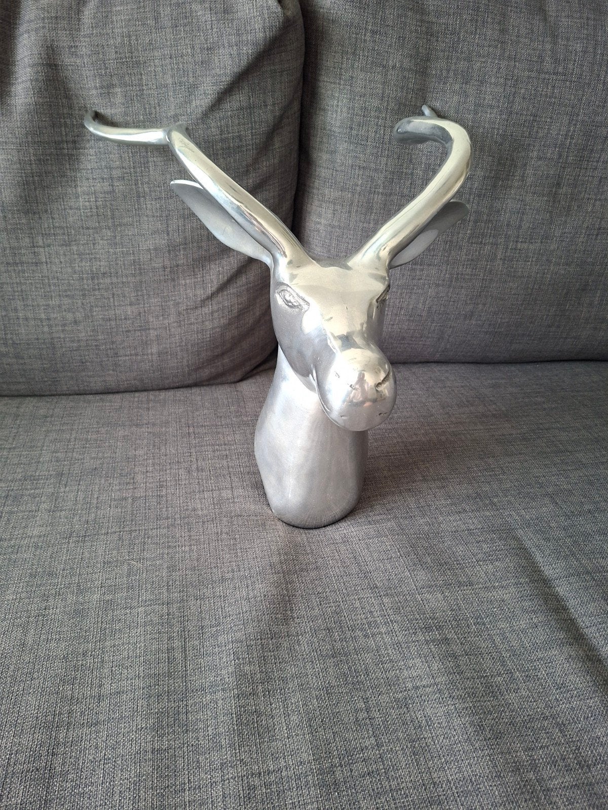 Decoratieve Hertenkop - Aluminium Wanddecoratie, Ophalen of Verzenden, Zo goed als nieuw, Zilver, Metaal