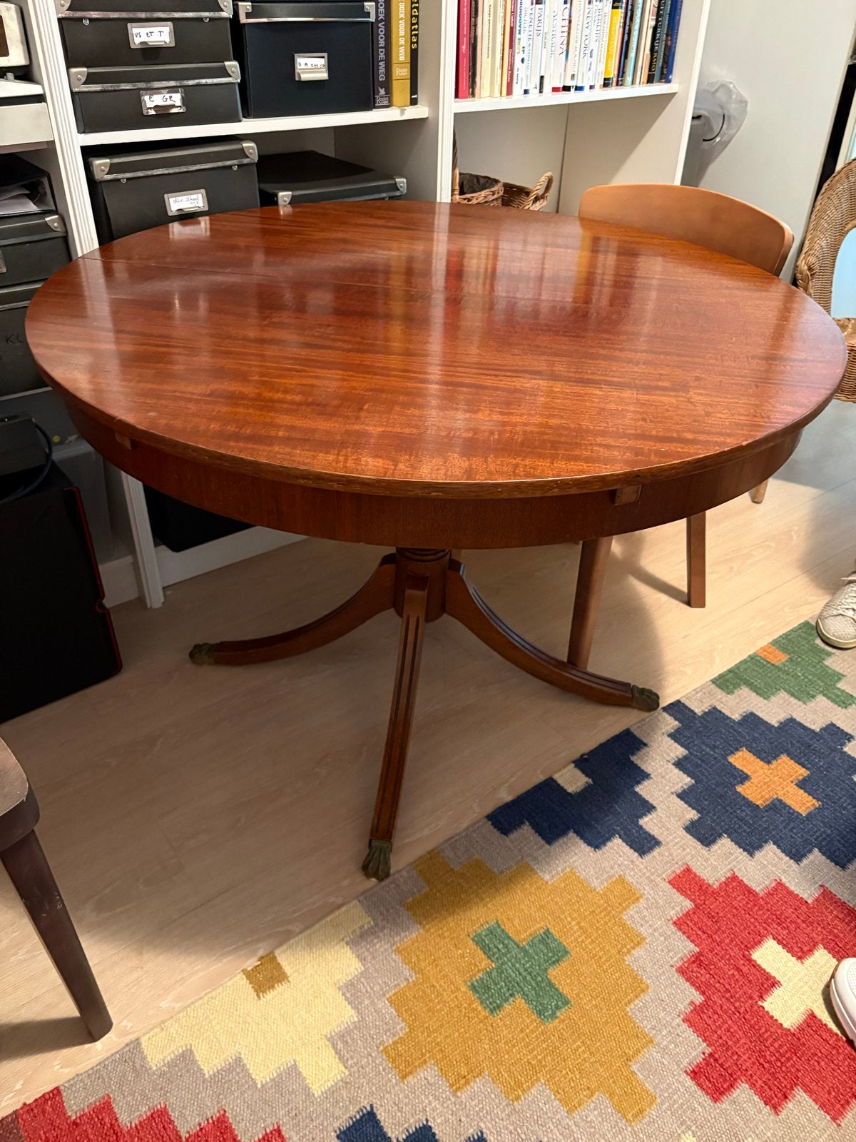 Mahoniehouten Eettafel in Engelse Stijl, Ø 110 cm, Ophalen