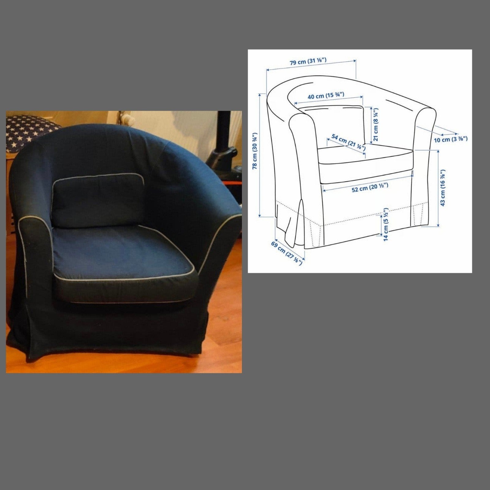 1 Ikea Tullsta hoes voor Tullsta  fauteuil, Huis en Inrichting, Ophalen, 75 tot 100 cm, 50 tot 75 cm