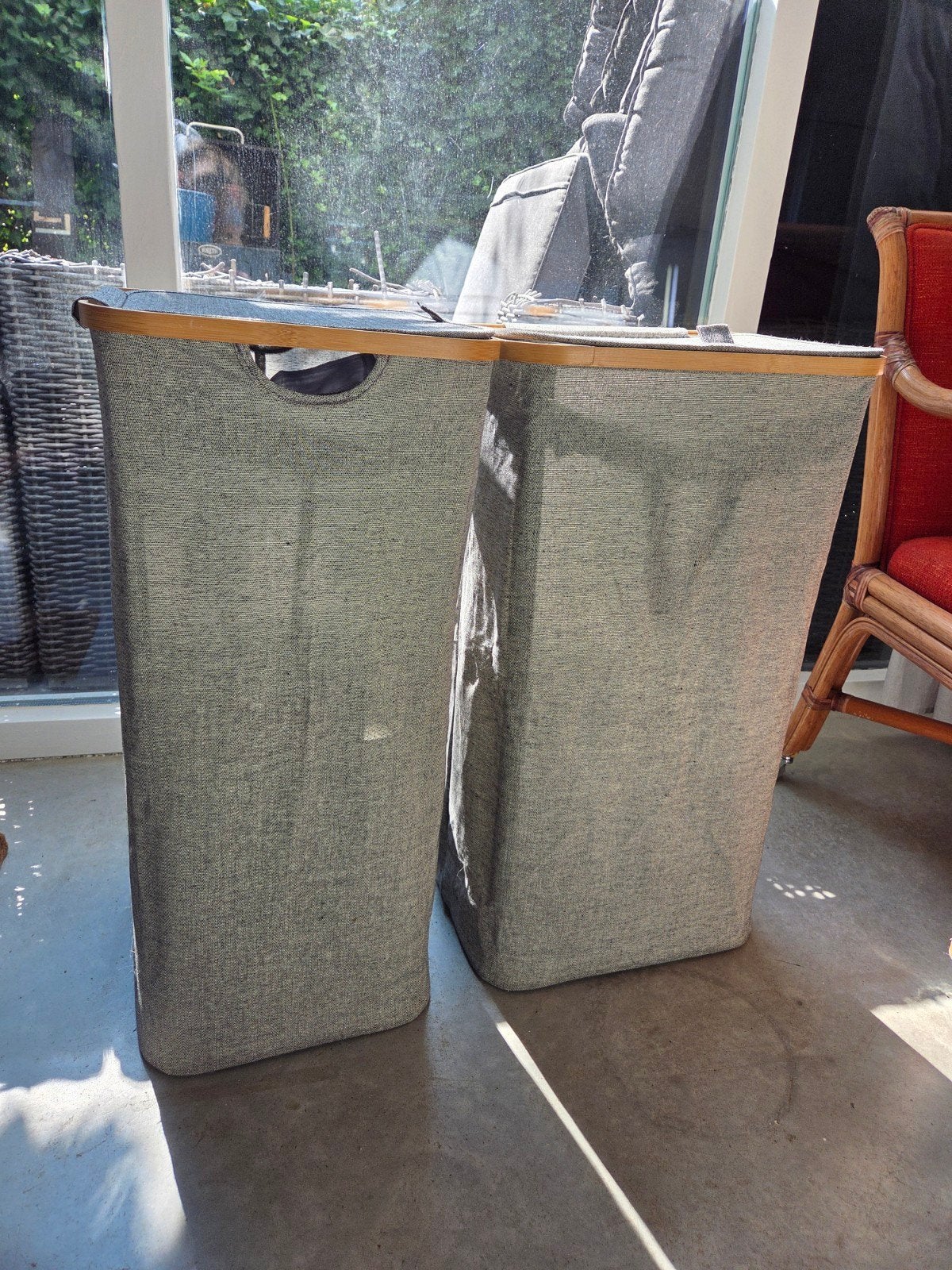 2x Gadgy wasmand 103L, bamboerand, opvouwbaar,, Hout, Gebruikt, Ophalen of Verzenden, Modern
