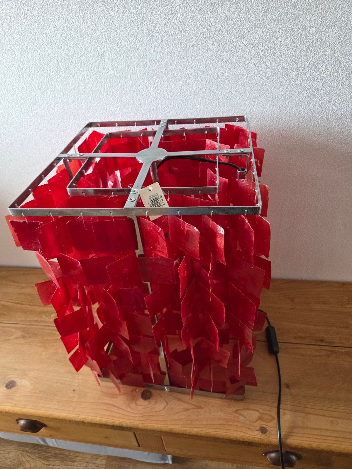 Rode schelpen tafellamp - Glas - 30x30x45 cm, Rood, Ophalen of Verzenden, Zo goed als nieuw, Glas