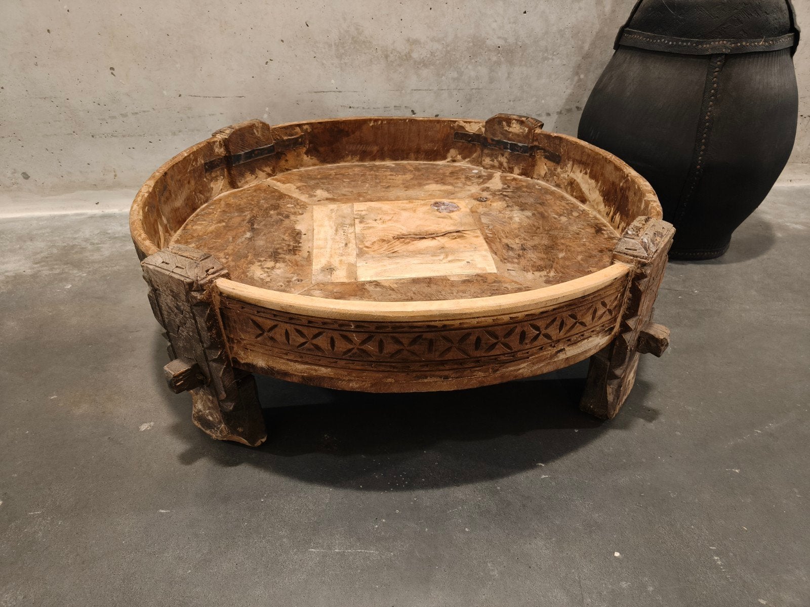 Chakki tafel Marokkaans salontafel dia 75, Ophalen, Rond, Riet