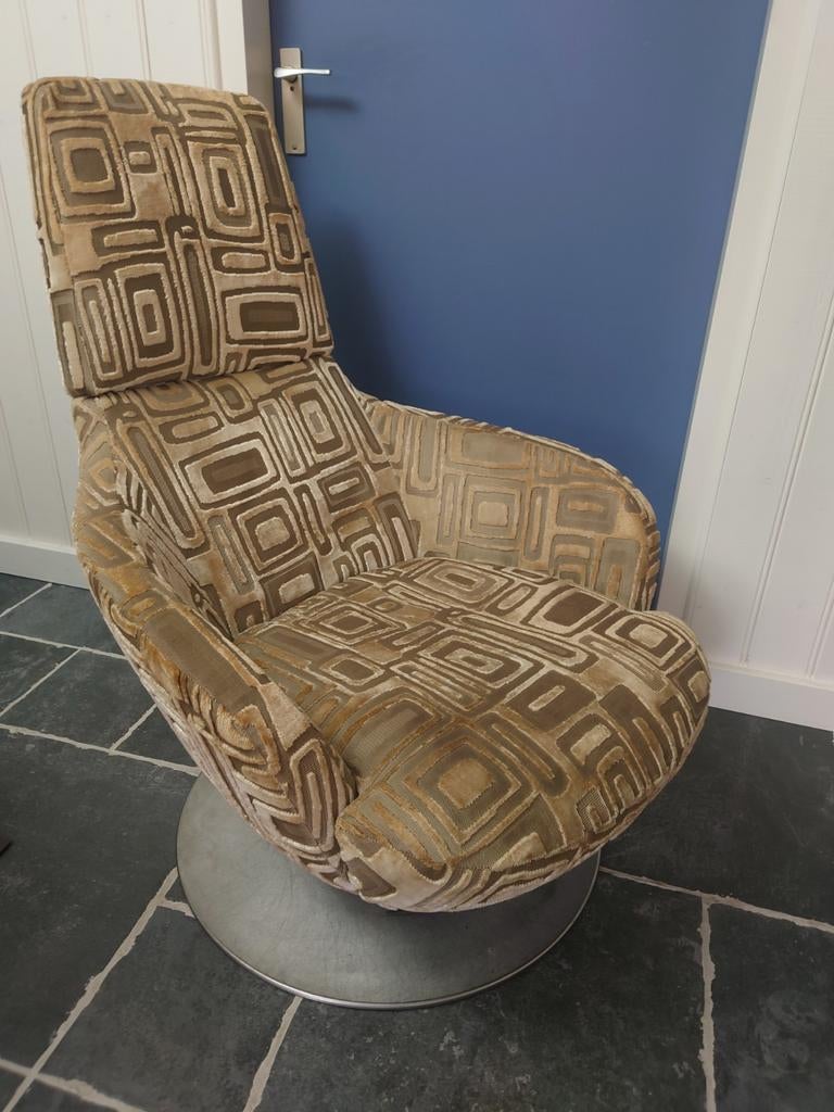 Natuzzi Design Brend, model 2236 "Bond" draaifauteuil, zgan!, Ophalen, 75 tot 100 cm, Zo goed als nieuw, Stof