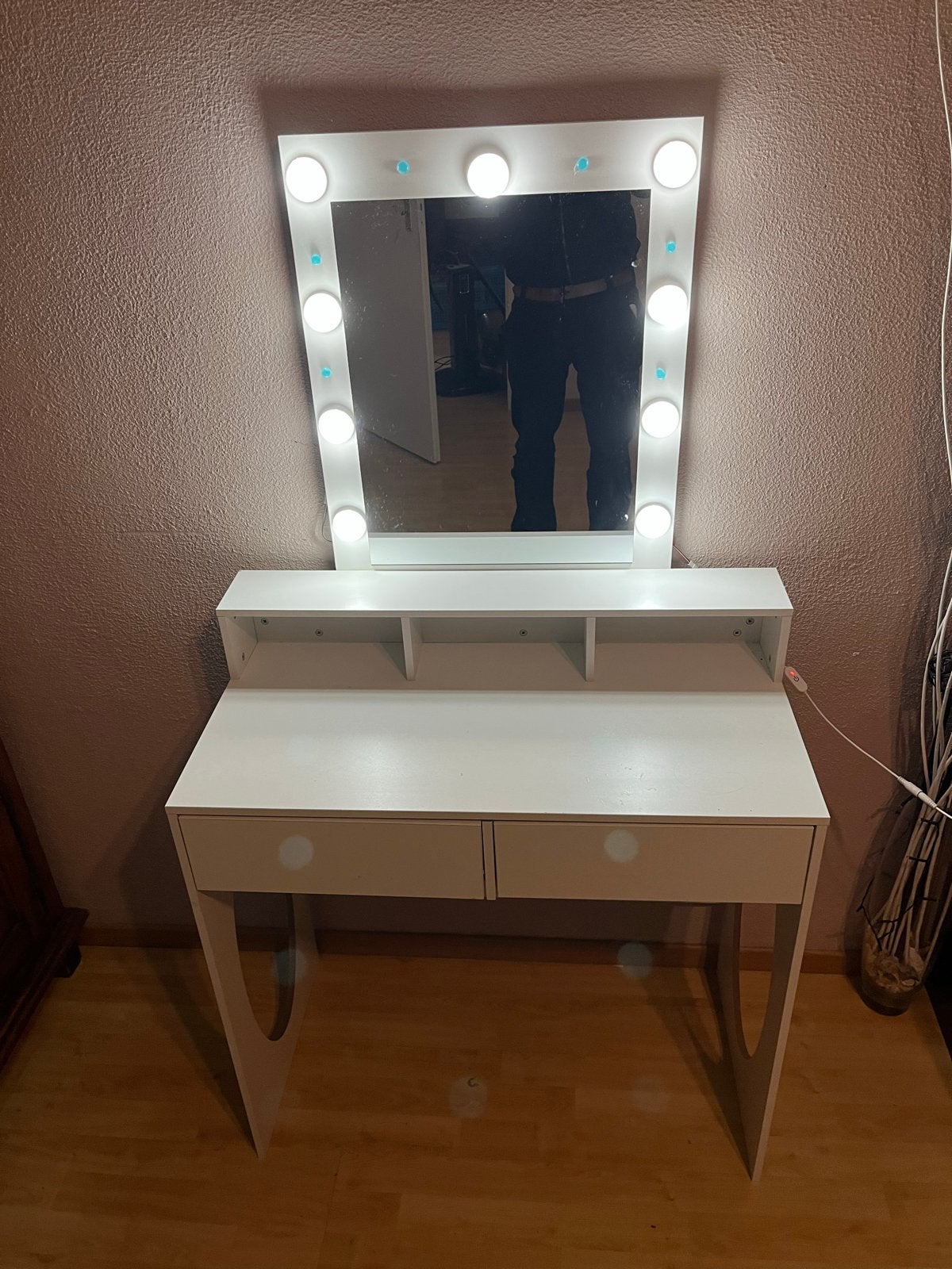 Kaptafel met spiegel en verlichting, Zo goed als nieuw, Minder dan 100 cm, Hout, 50 tot 100 cm
