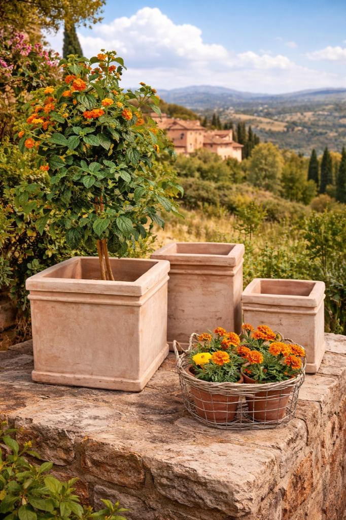 Vierkante terracotta potten / goedkoopste uit de regio, Tuin en Terras, Bloempotten, Ophalen, Vierkant, Nieuw, Minder dan 40 cm