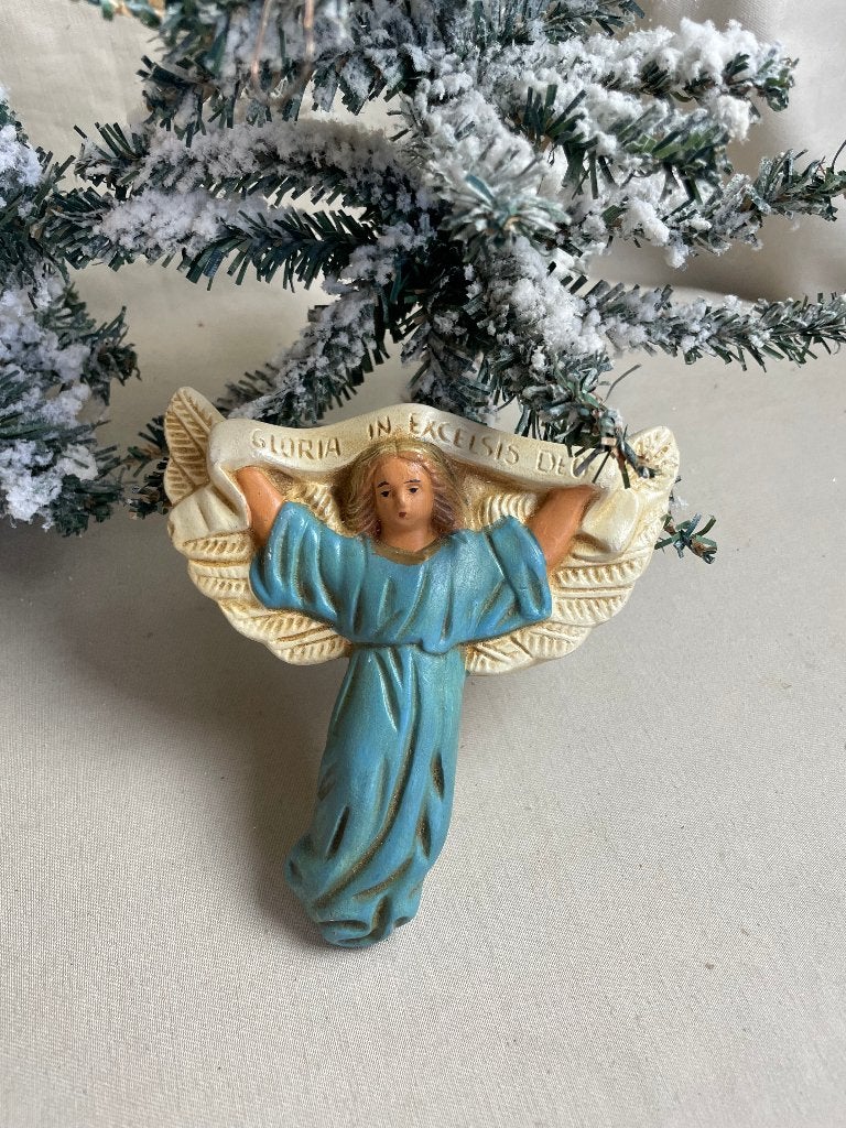 Oude gipsen engel kerststal gloria in excelsis, Diversen, Ophalen of Verzenden, Zo goed als nieuw