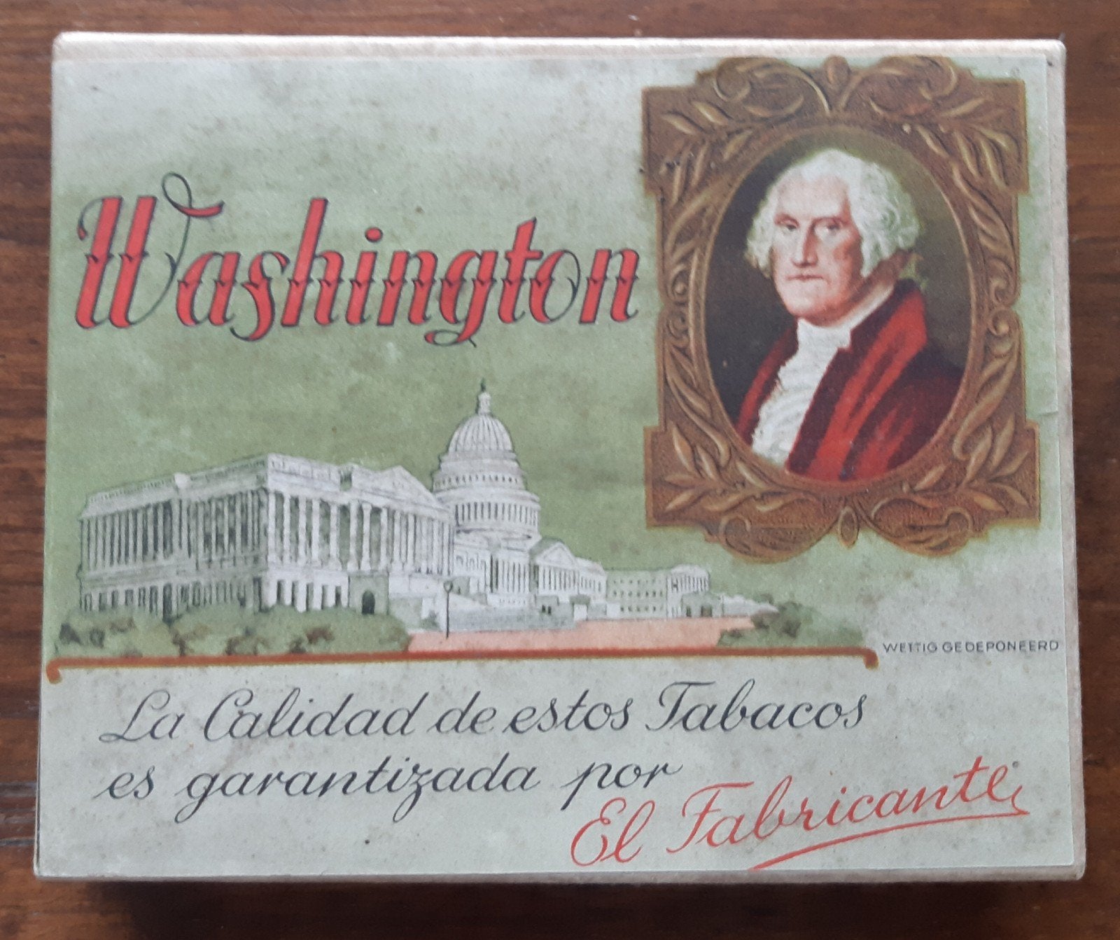 Oud Sigarendoosje Washington met banderolle, Ophalen of Verzenden, Gebruikt