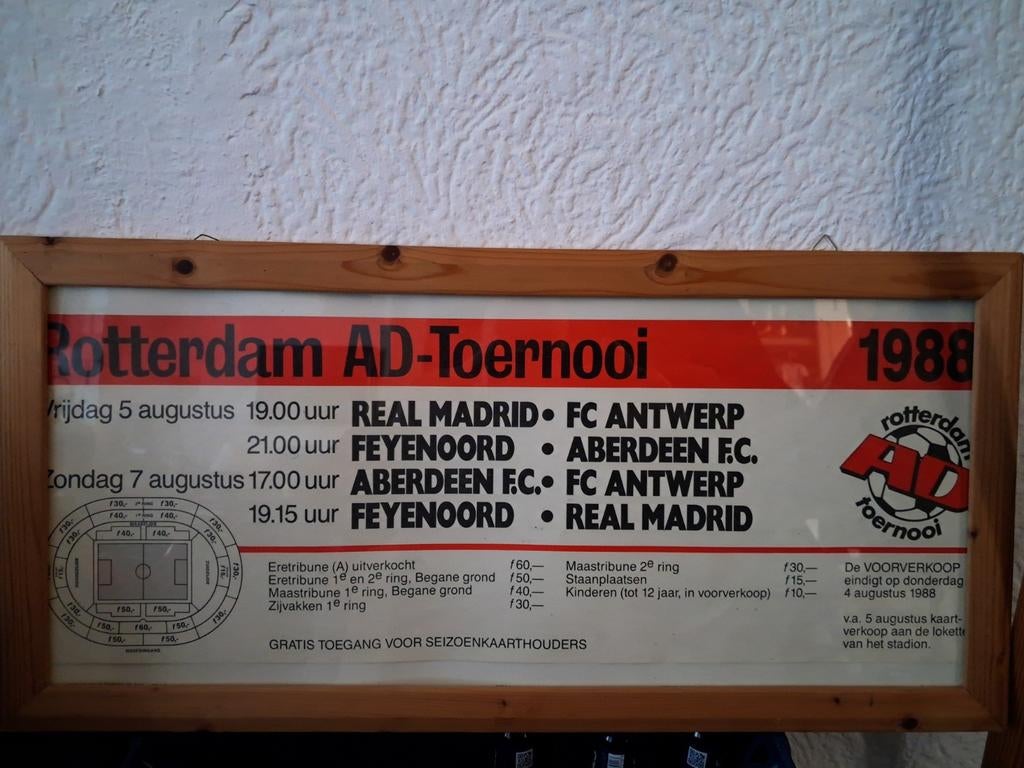 Feyenoord 1988 AD Toernooi affiche 60x30cm, Verzamelen, Sportartikelen en Voetbal, Ophalen of Verzenden, Zo goed als nieuw, Feyenoord