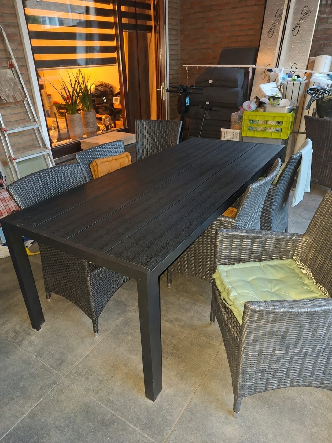 tuintafel met 6 stoelen, Ophalen, Kunststof, Eettafel, 6 zitplaatsen