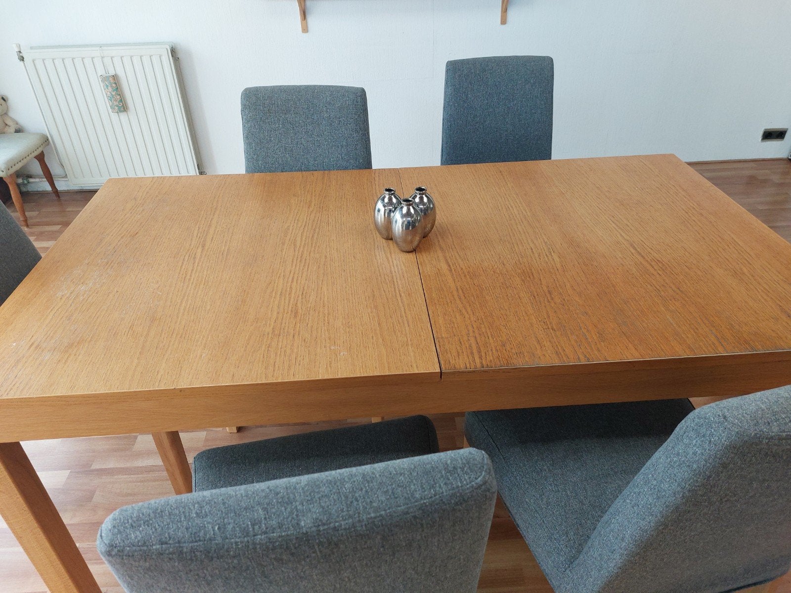 Tafel  in 3 verschillende lengtes met 6 stoelen., Ophalen, Gebruikt, 200 cm of meer, 50 tot 100 cm