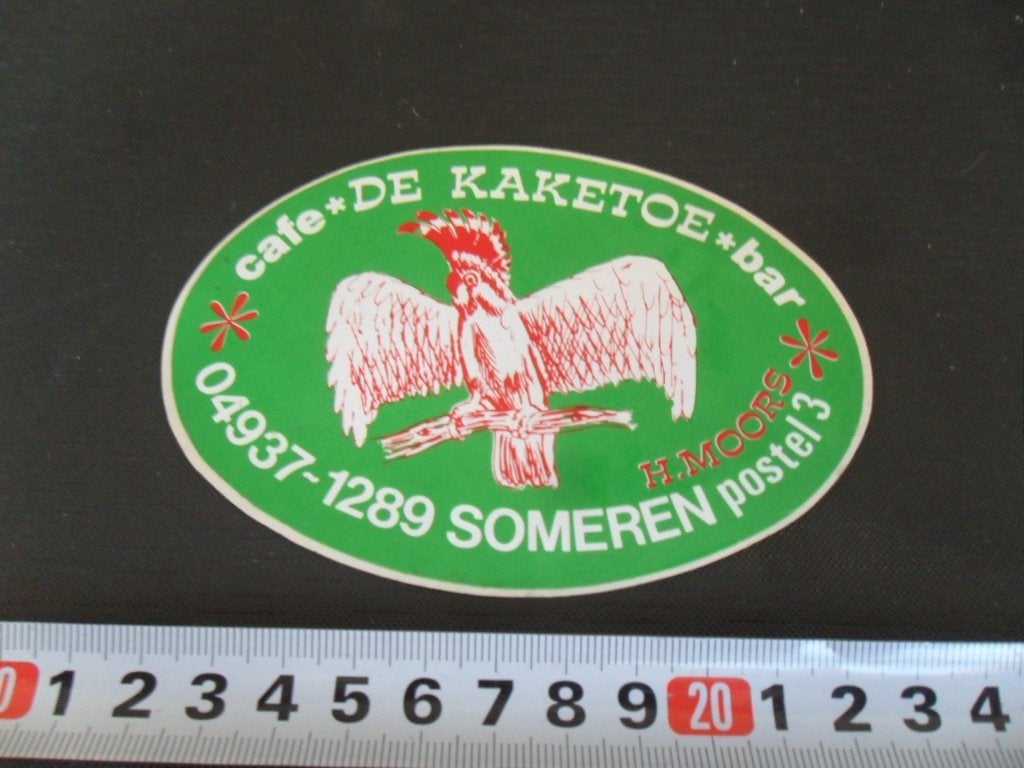 sticker someren café bar DE KAKETOE h. moors postel 3, Ophalen of Verzenden, Zo goed als nieuw
