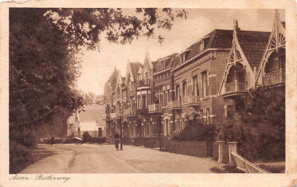 079 Assen - Beilerweg, Verzamelen, Ansichtkaarten | Nederland, Ophalen of Verzenden, 1920 tot 1940, Gelopen, Drenthe
