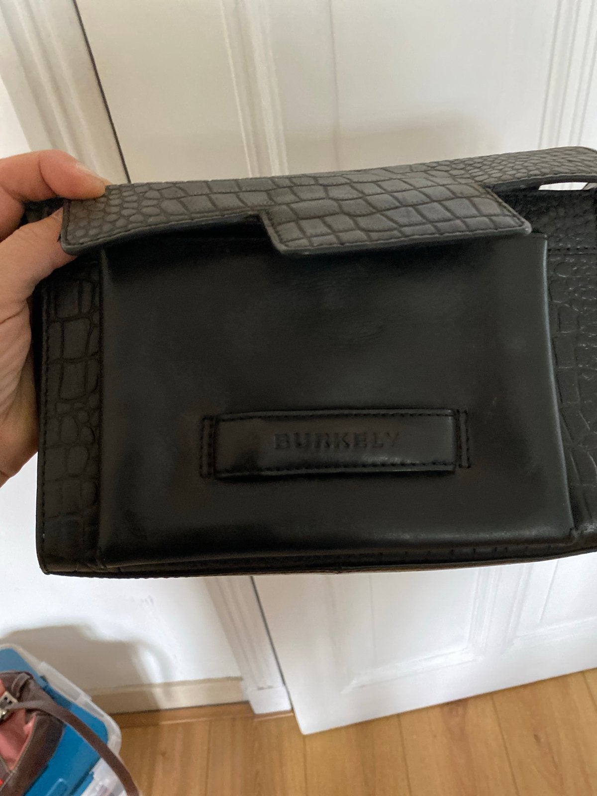 Burkely schoudertasje - Zwart met croco print, Ophalen of Verzenden, Gebruikt, Zwart, Schoudertasje