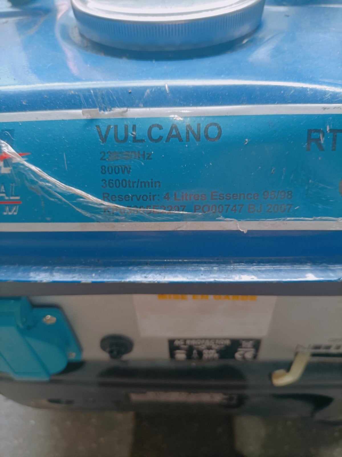 VULCANO RTD950GG Benzine Generator 800W, Ophalen, Gebruikt