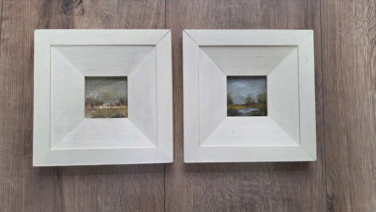 Set van 2 mini landschapsschilderijen, Elana Gruhn-Duulman, Ophalen of Verzenden