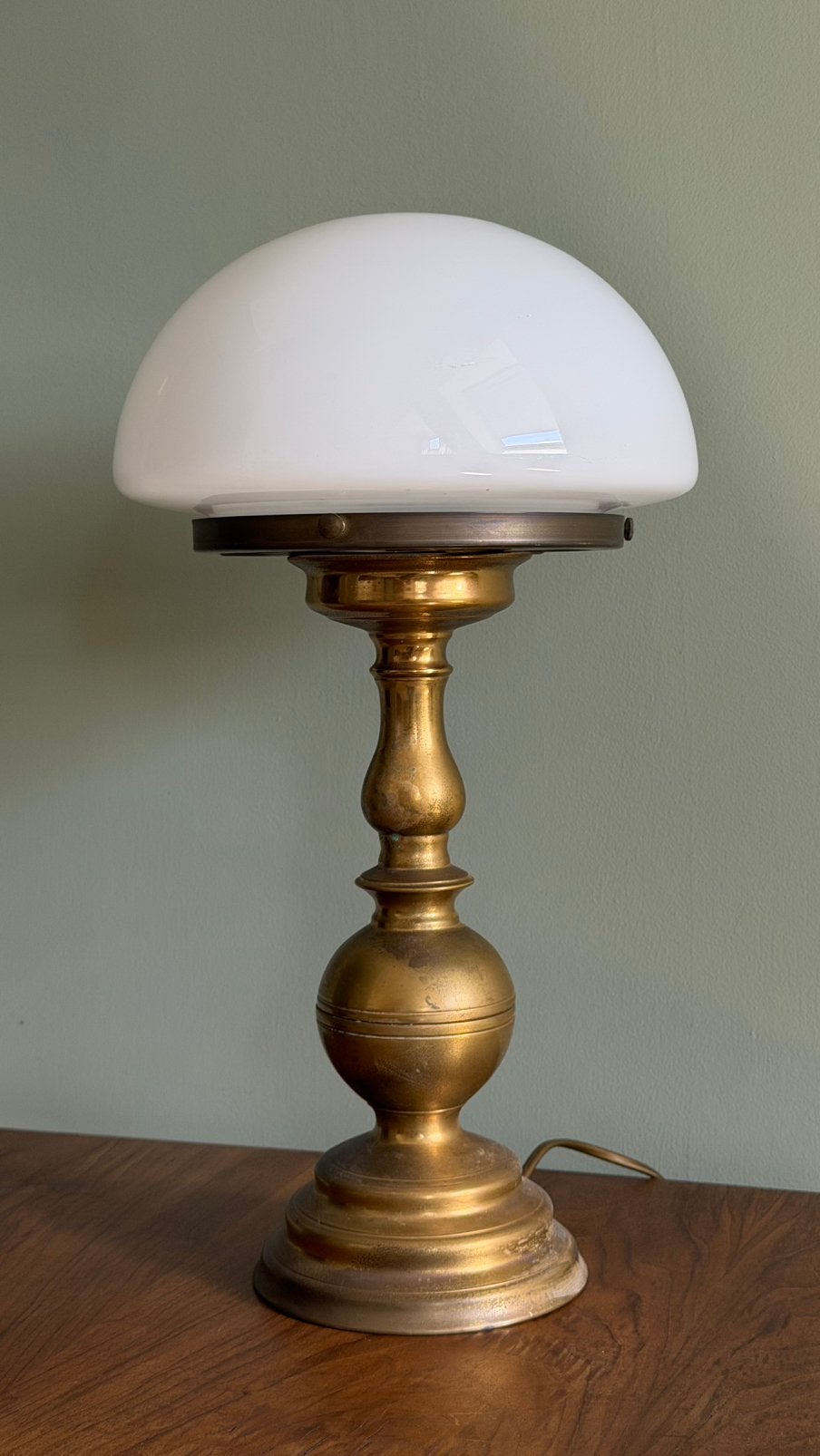 Vintage oude tafellamp bureaulamp schemerlamp art deco, Ophalen of Verzenden, Gebruikt, Glas