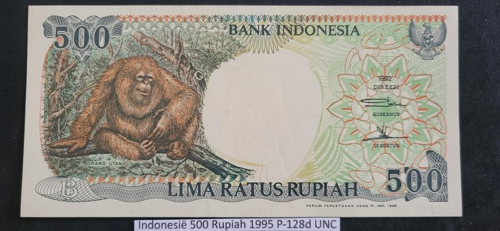 Indonesië 500 Rupiah 1995 P-128d UNC Orang-oetan, Ophalen of Verzenden