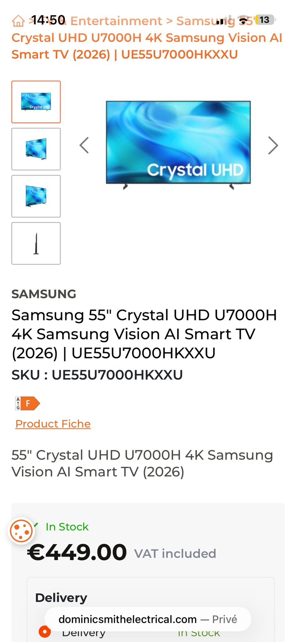 Samsung 55” crystal uhd 4k UE55U7000HKXXU, Audio, Tv en Foto, Televisies, Ophalen of Verzenden, 100 cm of meer, 50 Hz, Samsung