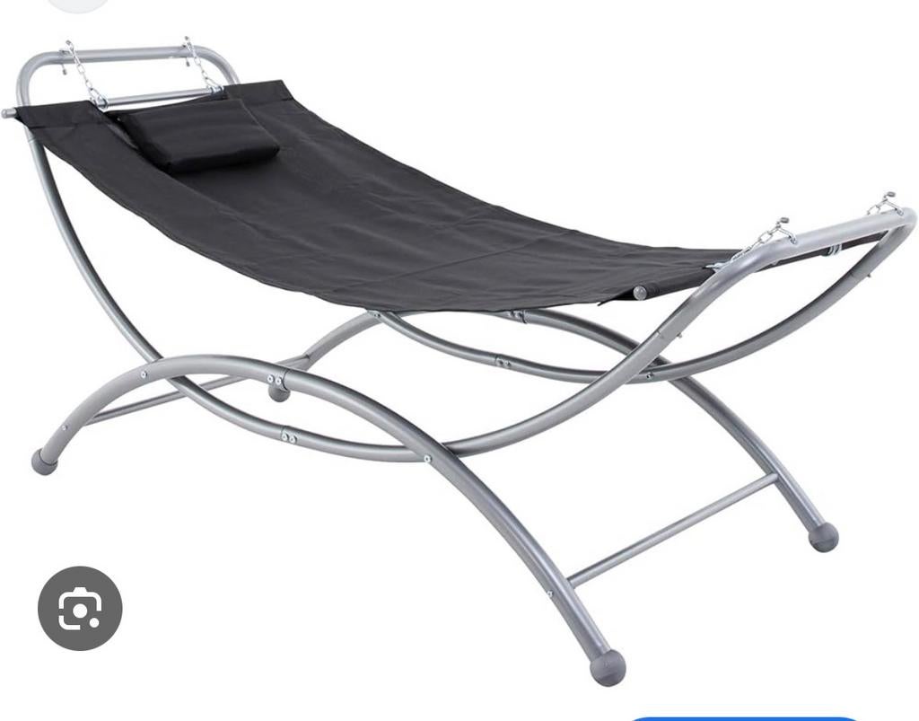 Hangmat / Loungebed 2 persoons zwart, Tuin en Terras, Hangmatten, Ophalen, Zo goed als nieuw, Buiten