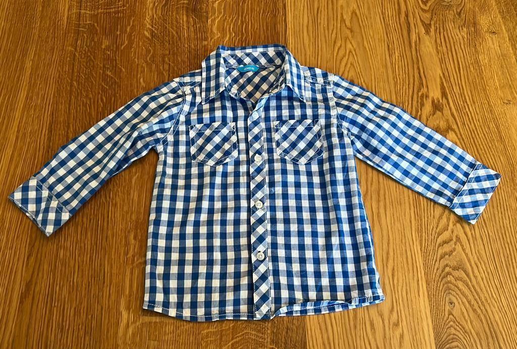 Blouse / overhemd maat 86 geruit blauw-wit Hema zgan Blouse, Ophalen of Verzenden, Zo goed als nieuw, Overhemdje of Bloesje, Hema