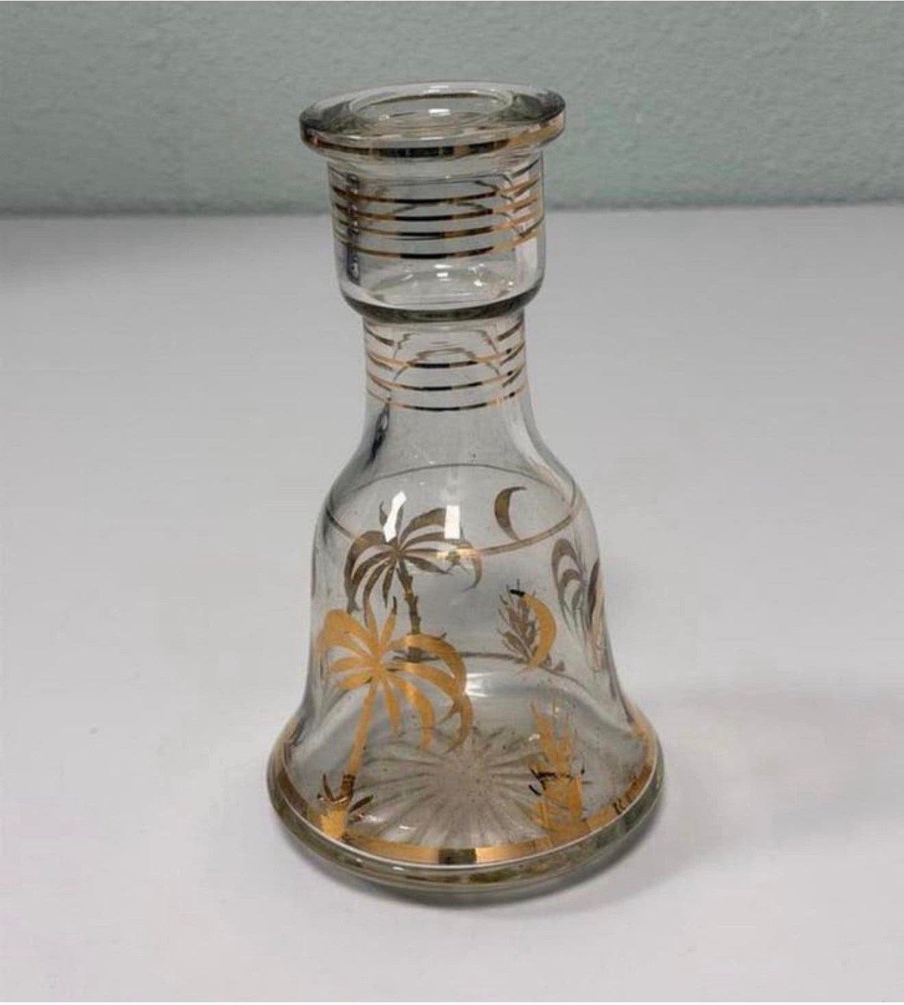 Vintage glazen vaas 20cm glas met palmboom bloemen vaas, Ophalen of Verzenden