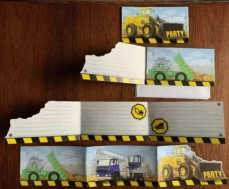 4x uitnodiging kinderfeestje, kaart party , buldozer, truck, Ophalen of Verzenden, Nieuw