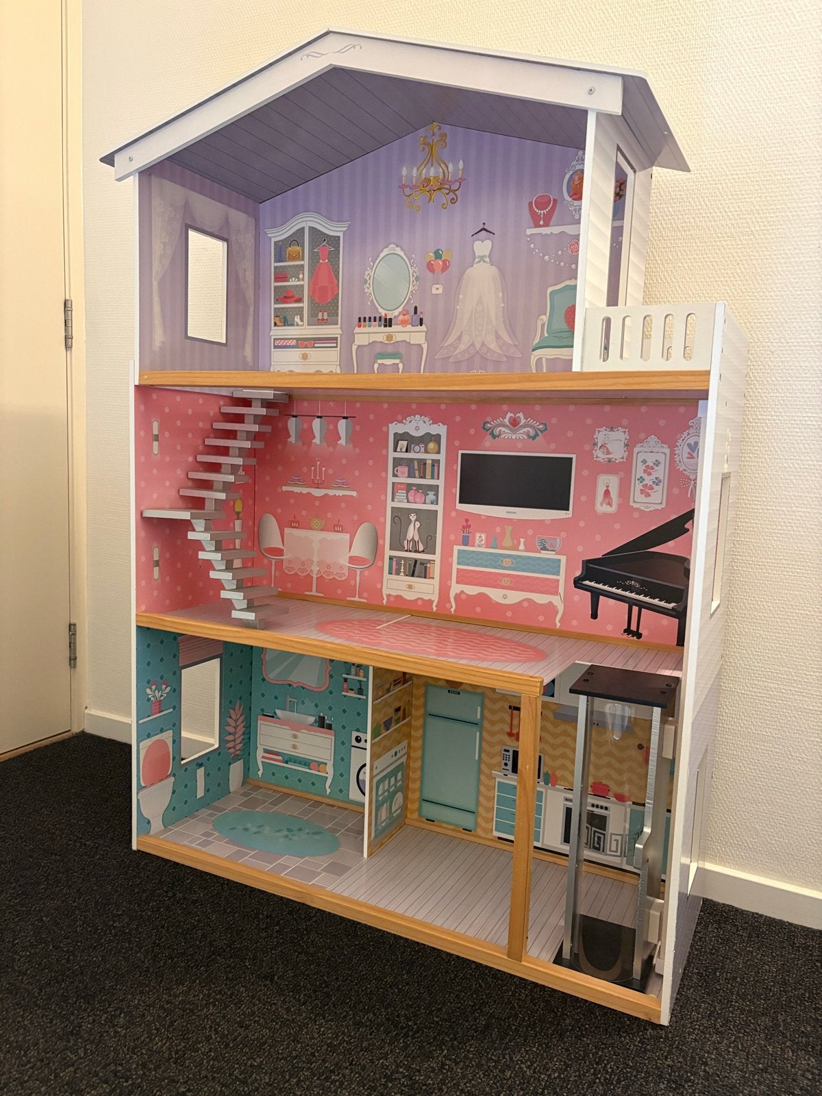 Groot Barbie Poppenhuis, Ophalen, Zo goed als nieuw, Poppenhuis