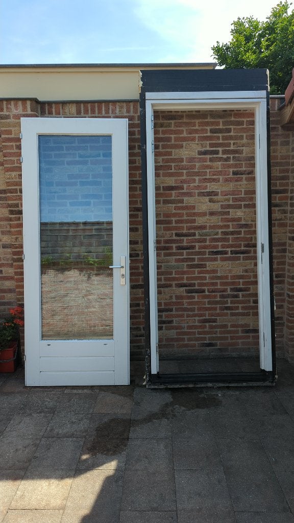 Buitendeur met kozijn | Loopdeur | Schuurdeur | Hardhout, Ophalen, Glas, 120 cm of meer, 215 cm of meer
