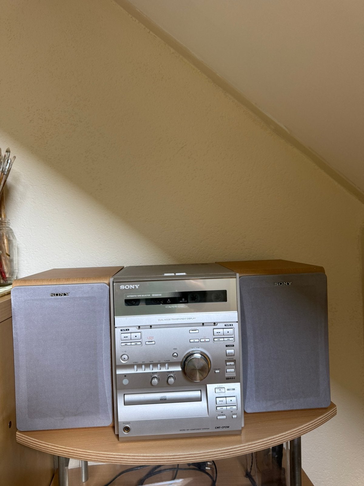 Sony compact set radio, cassette en CD, Ophalen of Verzenden, Gebruikt