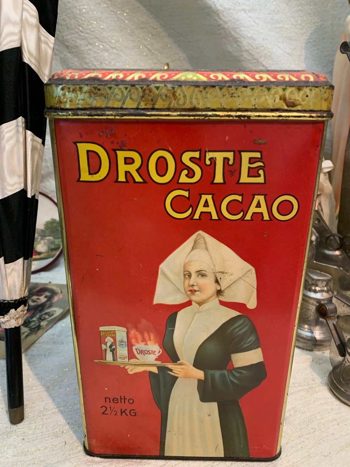 Grote Antieke Droste Cacao Blik 2.5 kg Haarlem, Ophalen of Verzenden