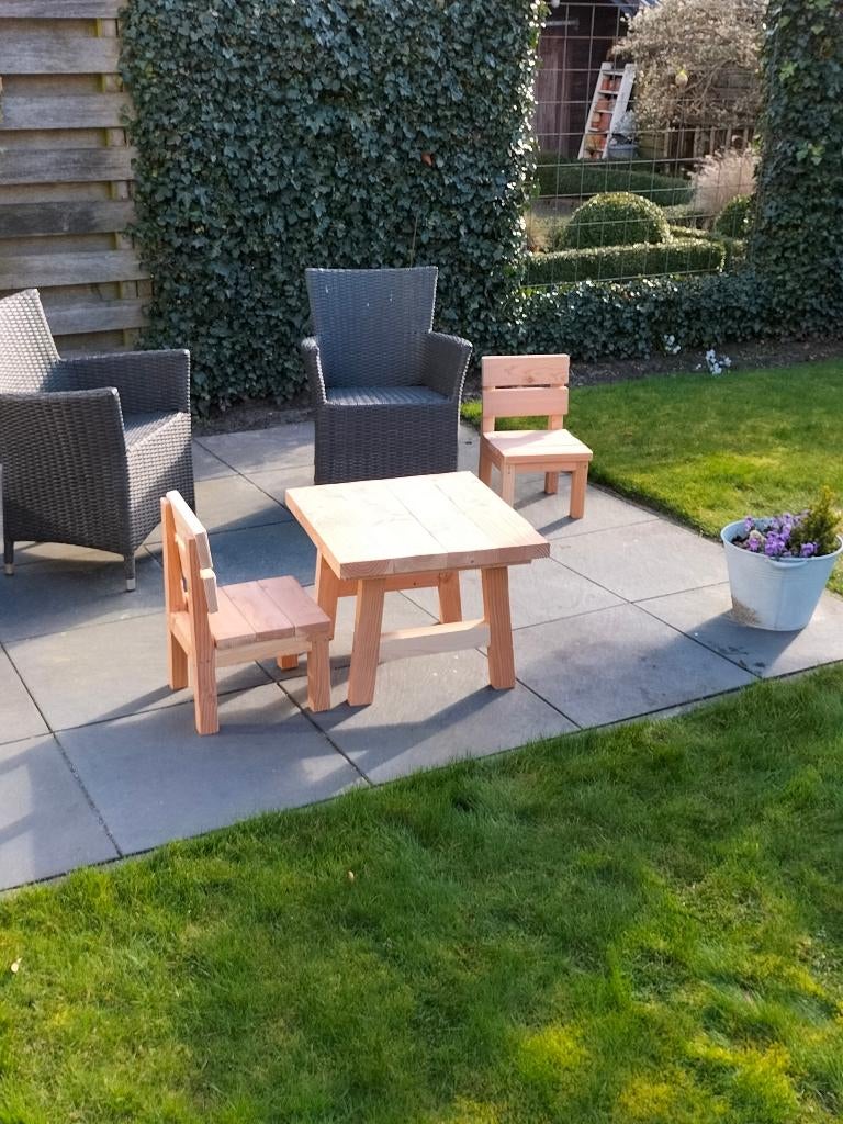 tuin/speel set van douglas, Tuin en Terras, Tuinsets en Loungesets, Nieuw, Tuinset, Hout, 2 zitplaatsen, Eettafel, Stoel, Ophalen