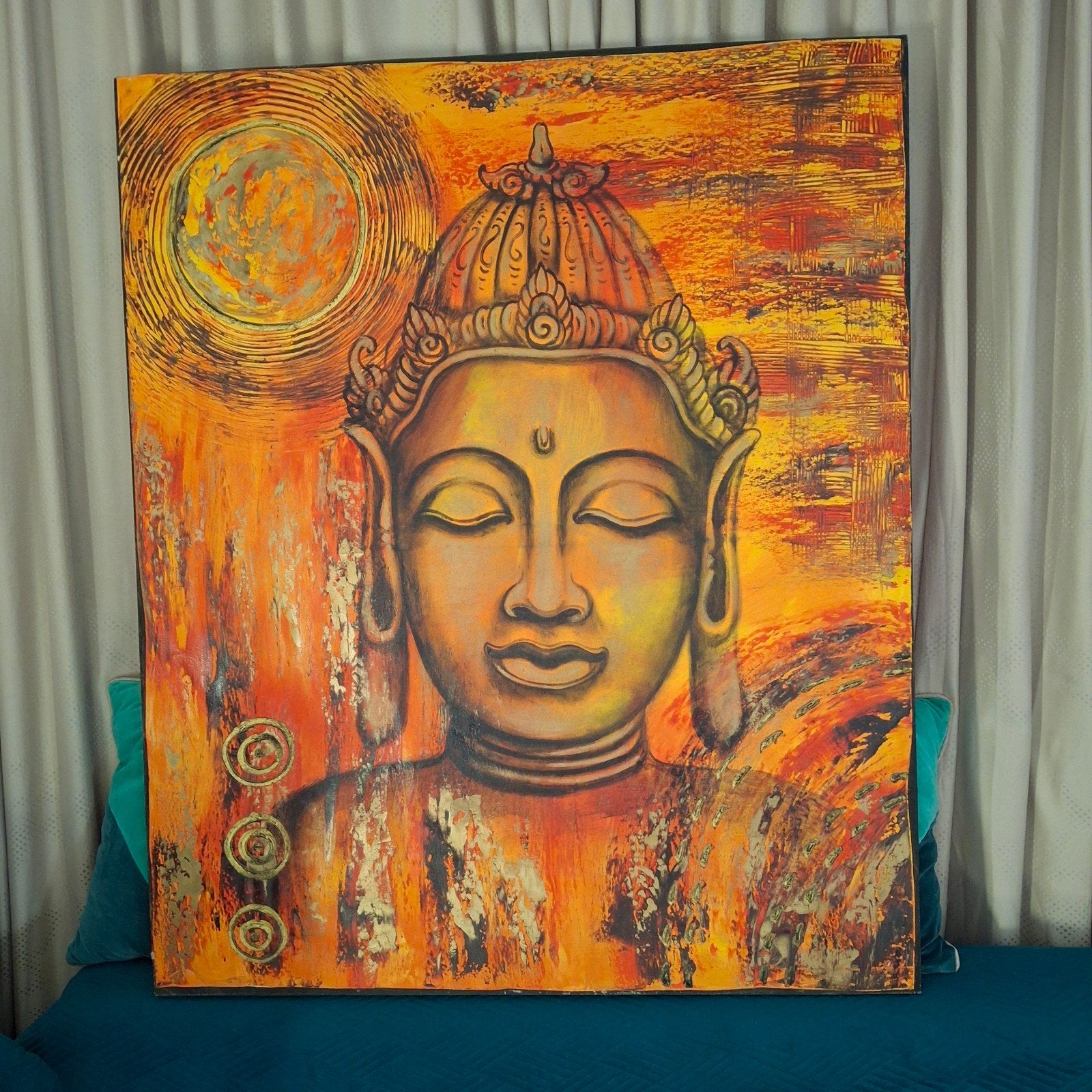Prachtig XXL-Boeddha schilderij, Ophalen, Gebruikt, Schilderij