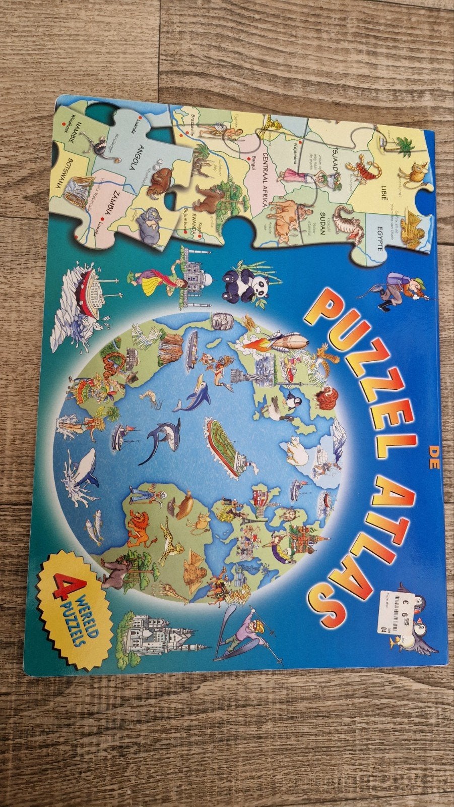 De Puzzelatlas - 4 Wereld Puzzels, Overige atlassen, REBO Productions, 2000 tot heden, Ophalen of Verzenden