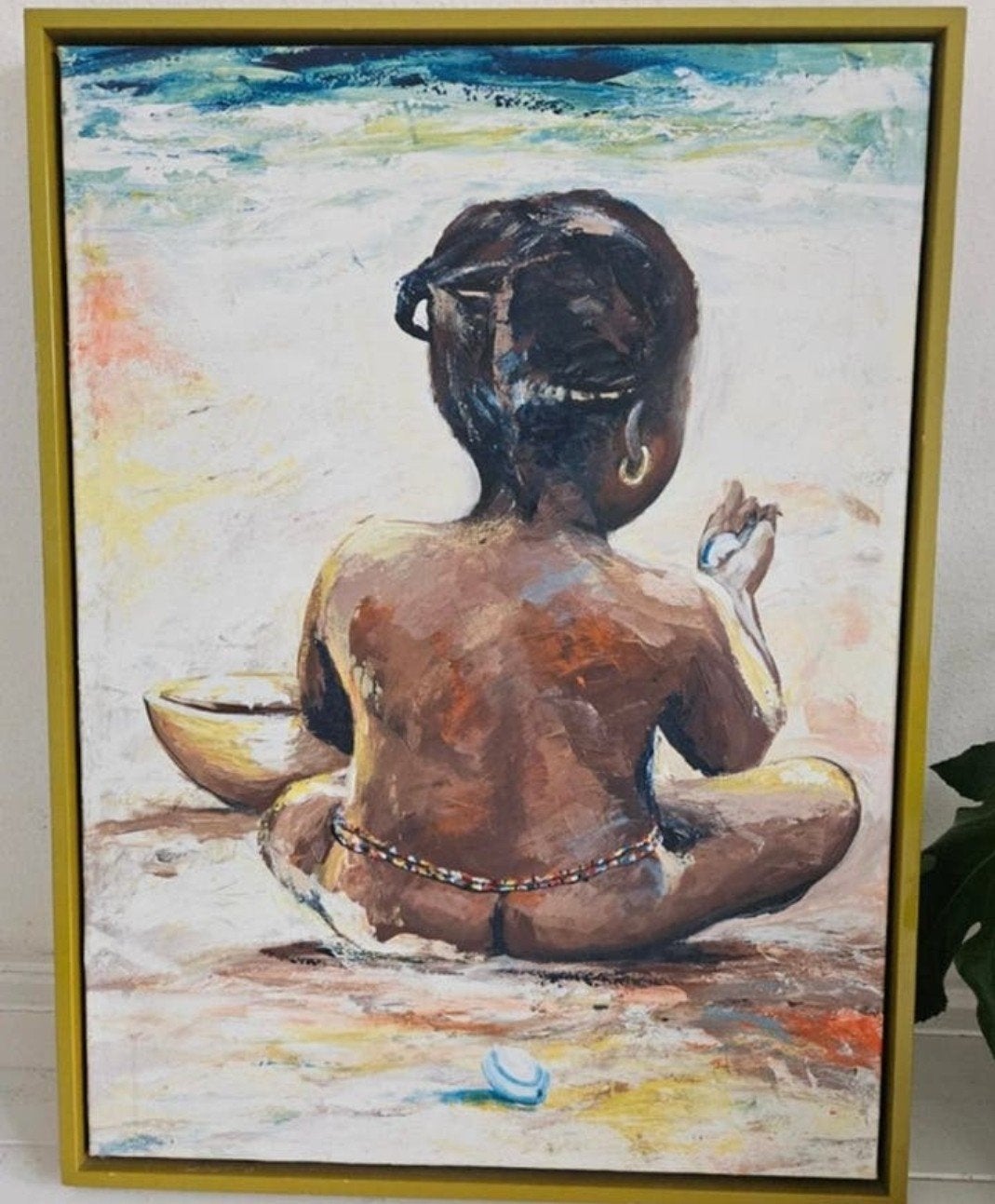 Prachtig Afrikaans Schilderij - Kind op strand, Ophalen