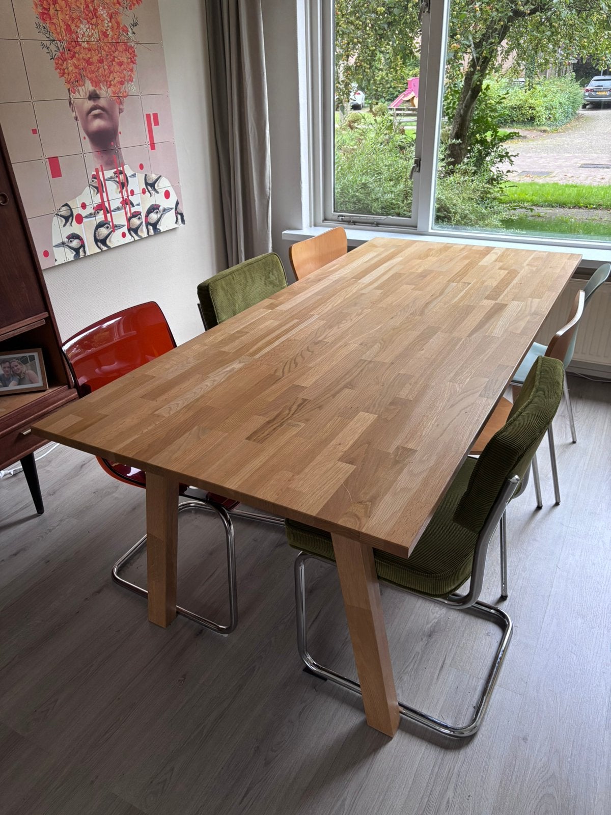 Eettafel WOOOD massief eiken 200x90, Ophalen, Eikenhout, 200 cm of meer, 50 tot 100 cm