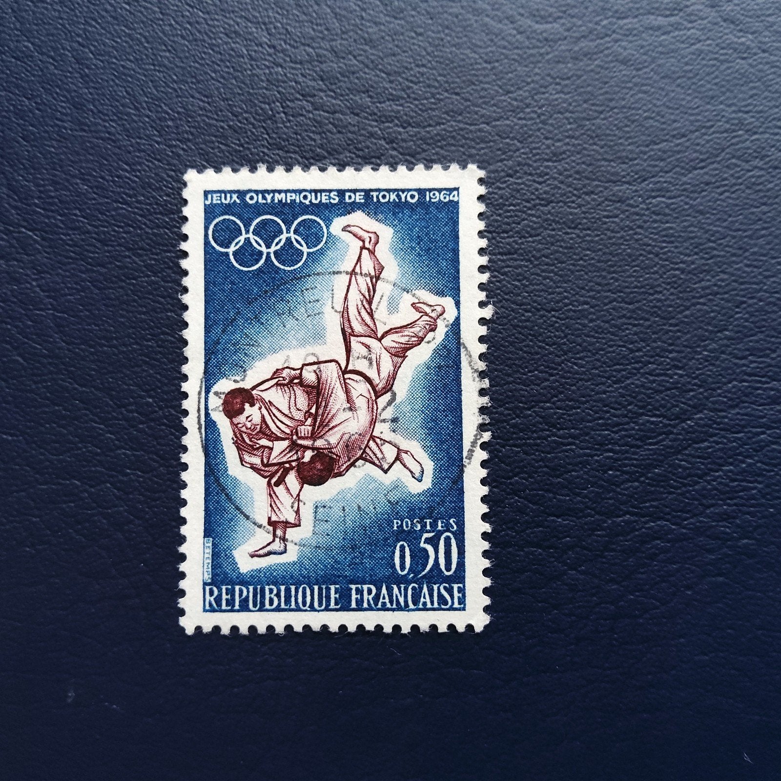 Frankrijk postzegel Olympische Spelen Tokyo 1964 Judo, Postzegels en Munten, Ophalen of Verzenden, Gestempeld