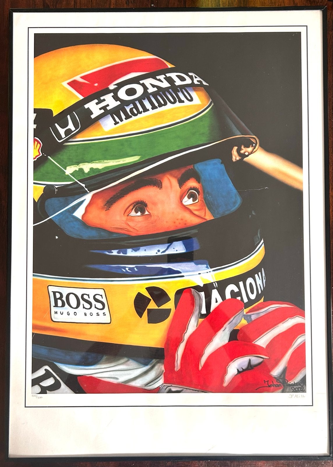 Ayrton Senna kunstproject Johan Pluister (034/200), Ophalen, Papier/karton, Ingelijst, Print