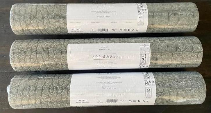Behang krokodillenprint groen, Huis en Inrichting, Ophalen, Minder dan 10 m², Groen