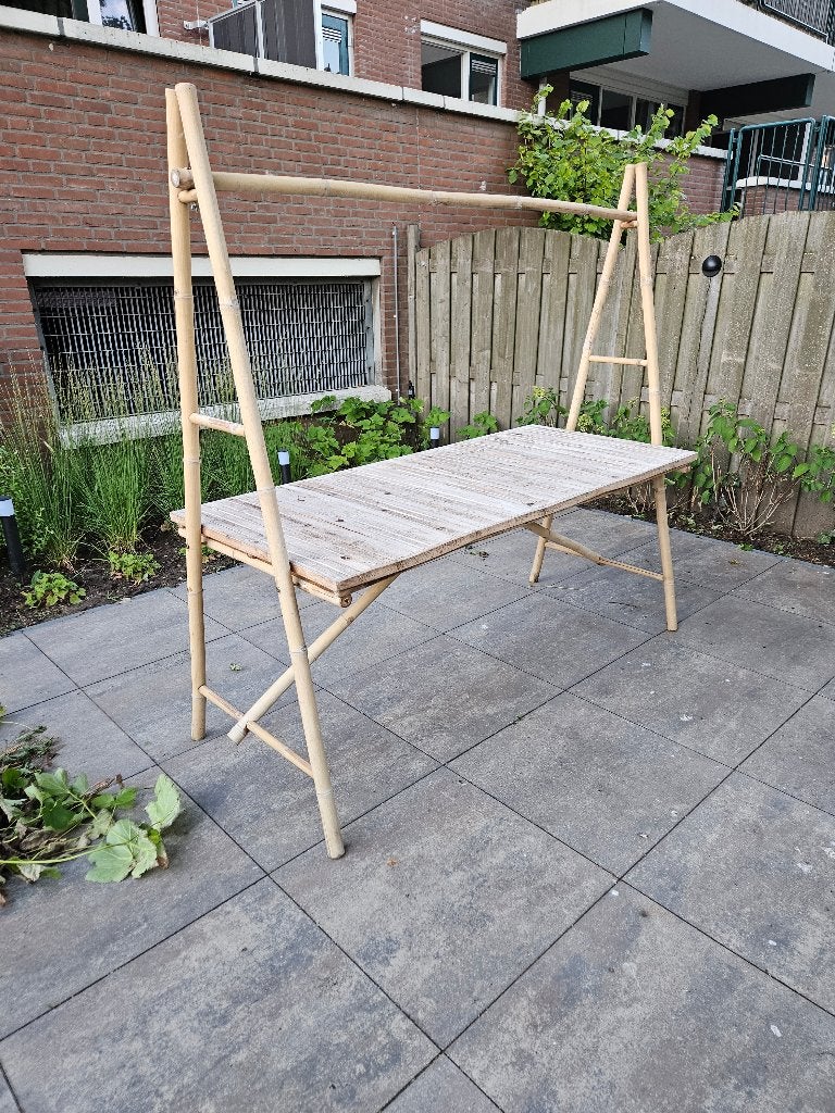 Bamboe tuintafel, Ophalen, Gebruikt, Rechthoekig, Hout