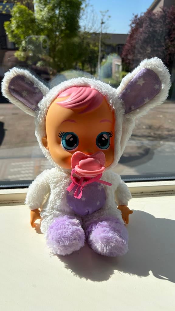Crybaby pop met konijnenpakje en speen, Ophalen, Gebruikt, Babypop