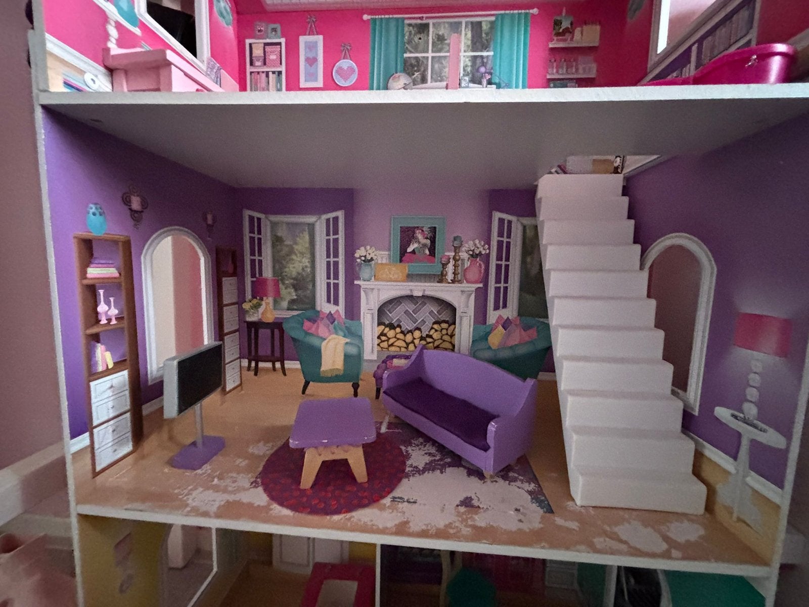 Groot Poppenhuis met Meubels - Klaar voor Speelplezier!, Verzamelen, Ophalen of Verzenden, Gebruikt, Poppenhuis
