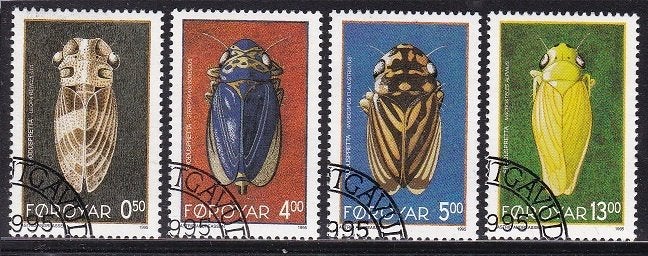3654 - Faroer michel 272/275 gestempeld , Cicaden, Verzenden, Denemarken, Gestempeld