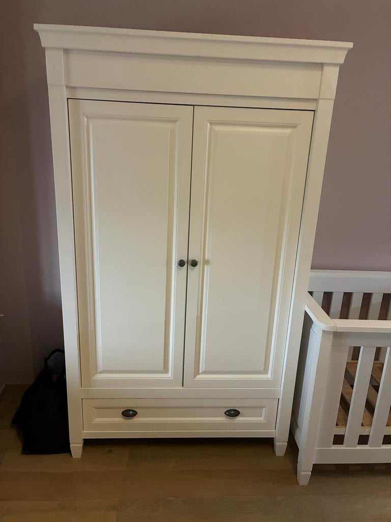 Witte kledingkast met lade voor baby- of kinderkamer, Ophalen, Kast, 105 cm of meer, Zo goed als nieuw