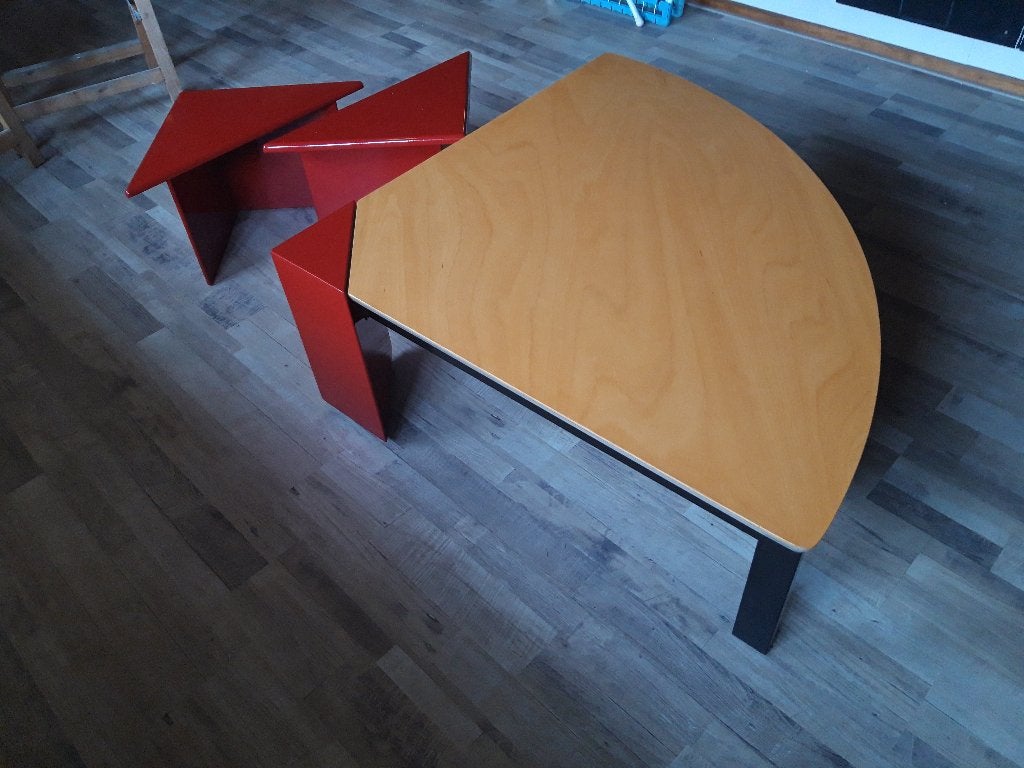 Salontafel met bijzettafels, Ophalen, Gebruikt, 75 cm of meer, Overige vormen