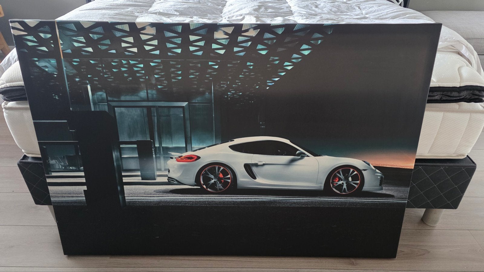 groot Porsche Cayman Canvas Schilderij - Sportwagen Kunst, 50 – 75, Ophalen of Verzenden, Zo goed als nieuw, Schilderij