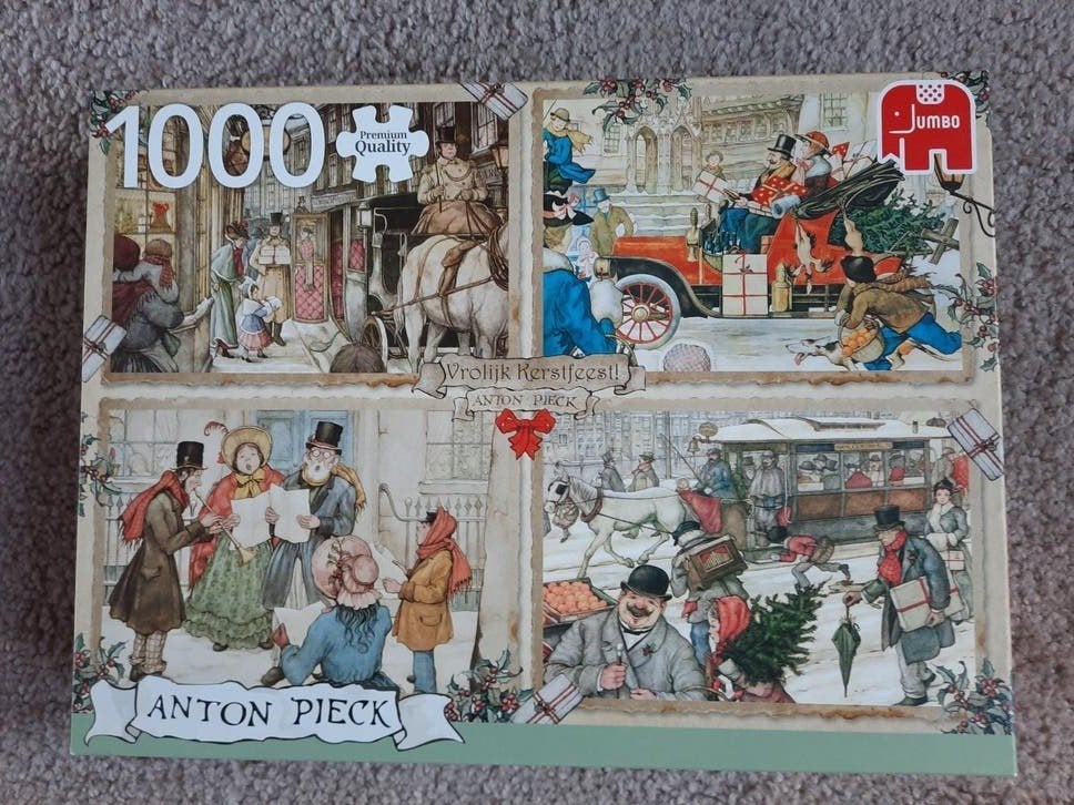 Anton Pieck Legpuzzel - Vrolijk Kerstfeest! 1000 stukje, Ophalen of Verzenden, 500 t/m 1500 stukjes, Zo goed als nieuw, Legpuzzel