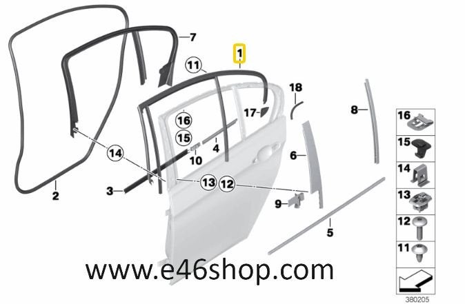 RAAMRUBBER BMW 3 F31 LCI LINKS ACHTER OE 51357414535, Auto-onderdelen, -, -, Nieuw, Ophalen of Verzenden