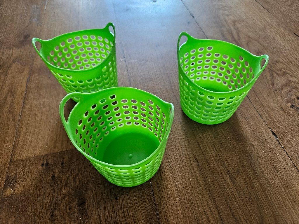 3 kleine opberg mandjes, Kunststof, Mand, Rond, Nieuw