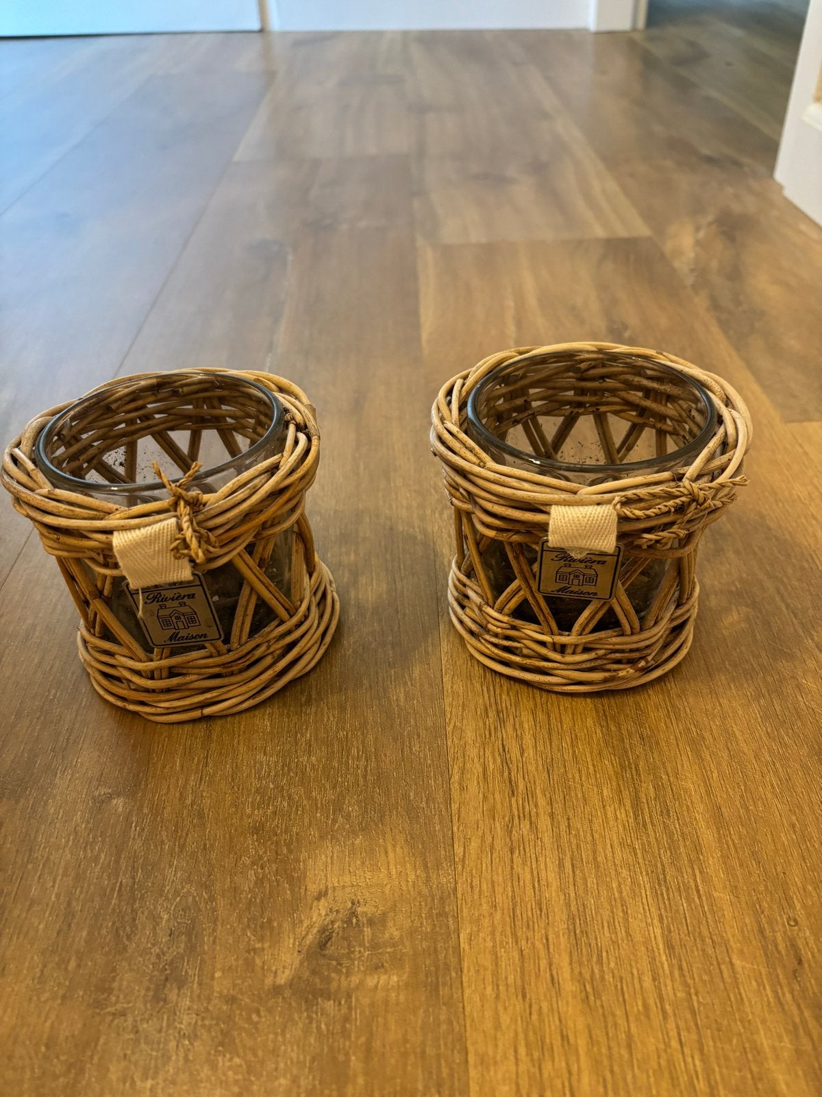 Riviera Maison rotan windlichten set van 2, Windlicht, Bruin, Natuurlijk materiaal, Rivièra Maison